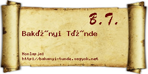 Bakányi Tünde névjegykártya
